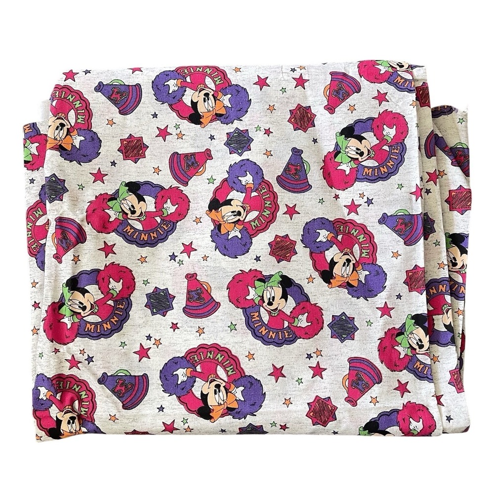 Vintage Minnie Mouse fabric 60 x 125 Cheerleader Pink Cheer Stars Cotton